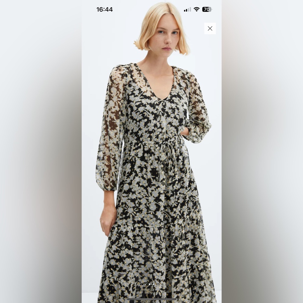 Floral Black, White and Gold Women's Dress